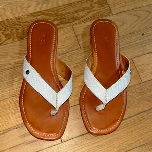 Women's UGG white crocodile flip flops
